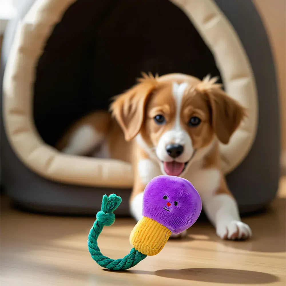 Cute Light Bulb Plush Dog Toy | Squeaky Chew Toy for Dogs & Cats | Durable Soft Plush Pet Toy for Puppies