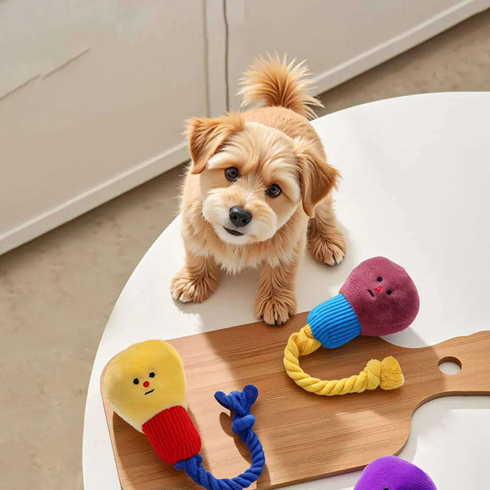 Cute Light Bulb Plush Dog Toy | Squeaky Chew Toy for Dogs & Cats | Durable Soft Plush Pet Toy for Puppies