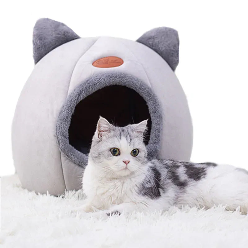 Deep Sleep Comfort Cat Bed - Winter Warm Cave Nest Removable Pet House