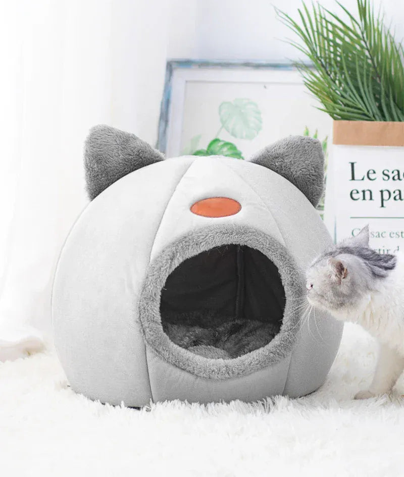Deep Sleep Comfort Cat Bed - Winter Warm Cave Nest Removable Pet House