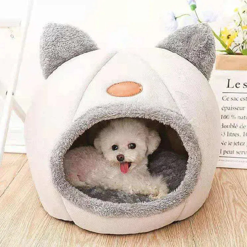 Deep Sleep Comfort Cat Bed - Winter Warm Cave Nest Removable Pet House
