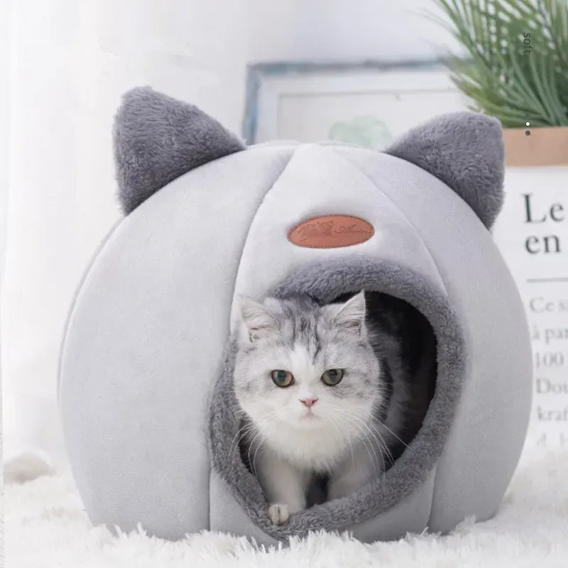 Deep Sleep Comfort Cat Bed - Winter Warm Cave Nest Removable Pet House