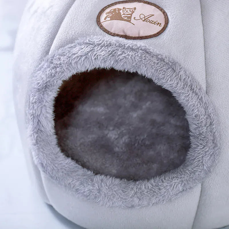 Deep Sleep Comfort Cat Bed - Winter Warm Cave Nest Removable Pet House