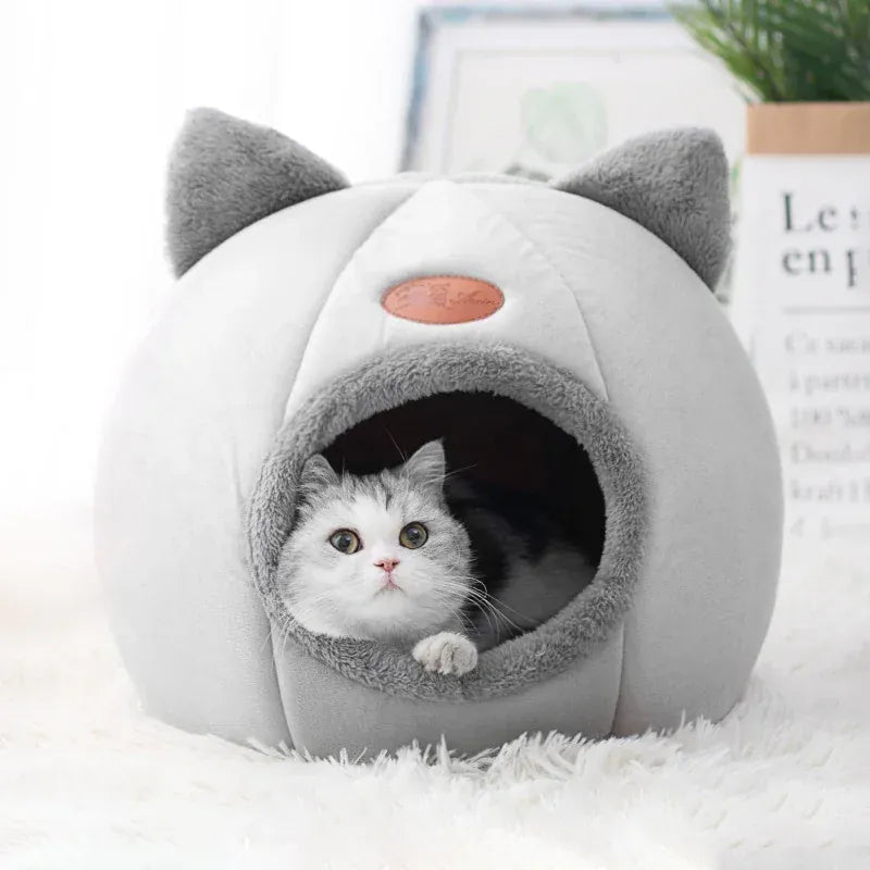 Deep Sleep Comfort Cat Bed - Winter Warm Cave Nest Removable Pet House