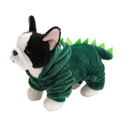Dinosaur Dog Pajamas - Flannel Costume for Small Dogs & French Bulldogs