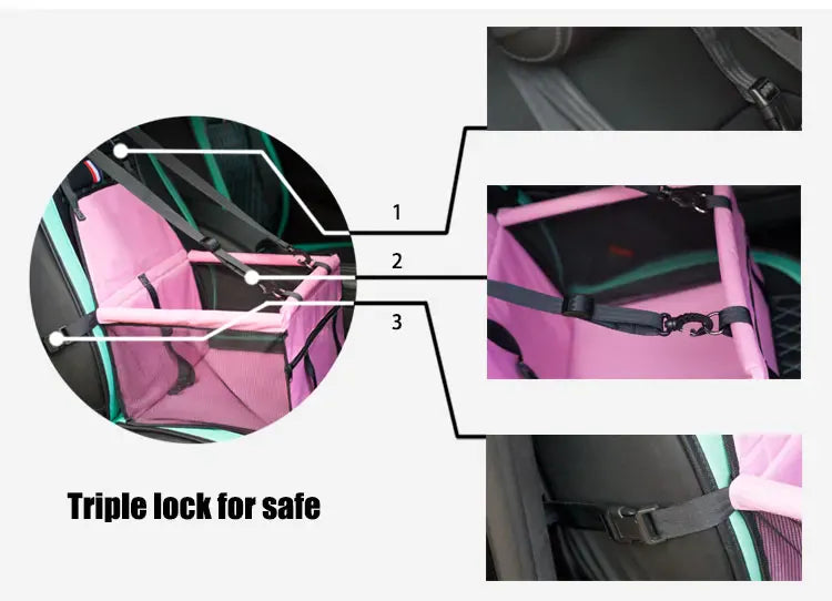 Dog Car Booster Seat - Foldable Travel Safety Seat for Small & Medium Dogs