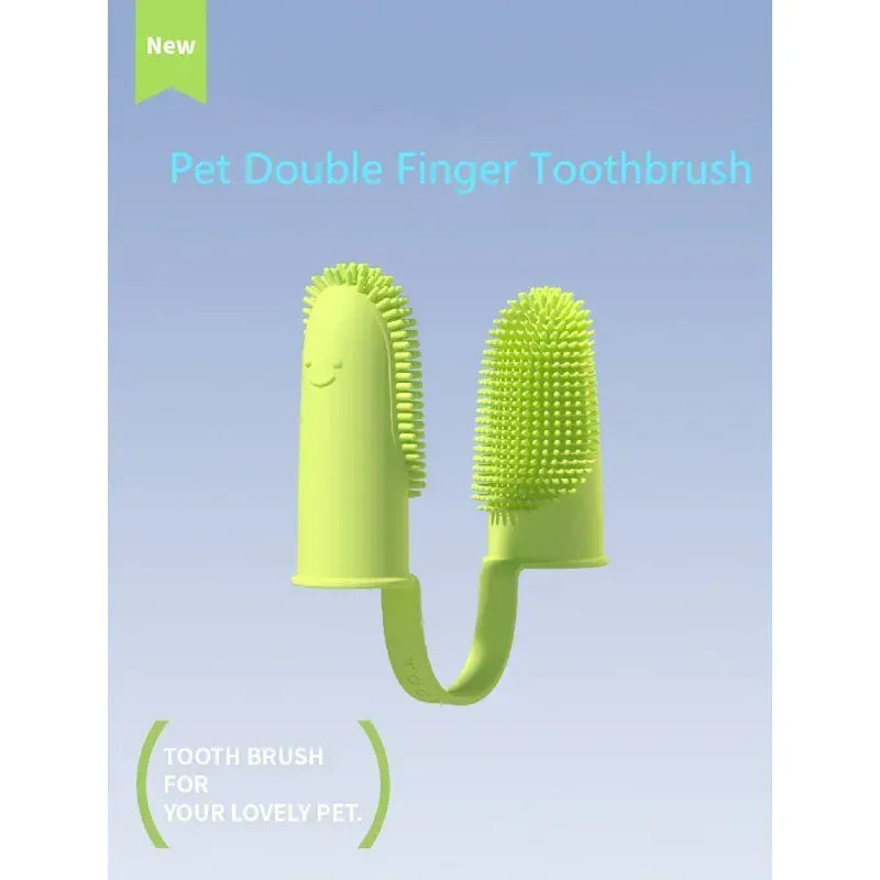 Dog Double Finger Toothbrush | Super Soft Pet Dental Brush for Dogs & Cats – Bad Breath & Teeth Cleaning Tool