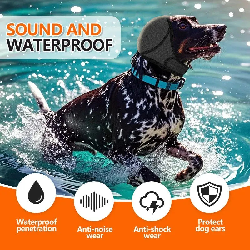 Dog Ear Muffs Hood - Waterproof Noise Cancelling for Swimming & Grooming