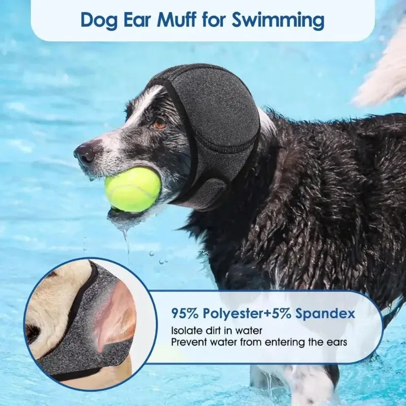 Dog Ear Muffs Hood - Waterproof Noise Cancelling for Swimming & Grooming