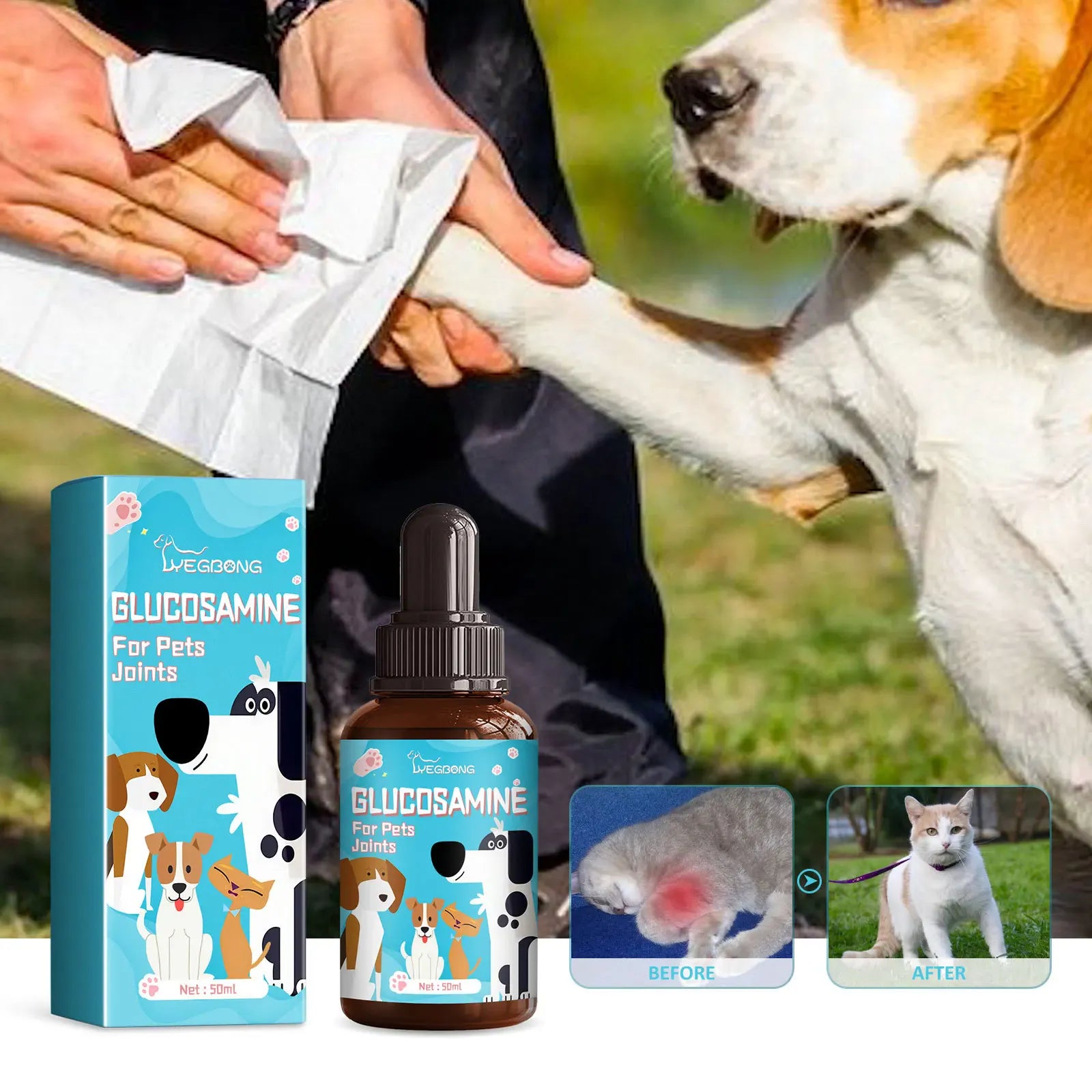 Dog Joint Glucosamine Drops | Hip & Joint Relief Supplement for Dogs | Arthritis & Mobility Support | Bone Strength & Pain Relief Liquid (50ml)