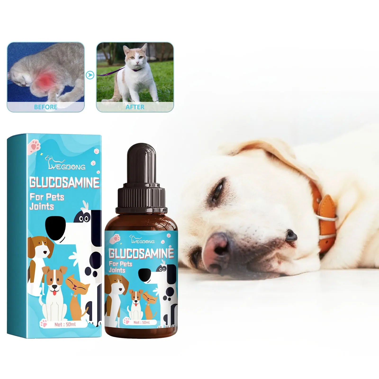 Dog Joint Glucosamine Drops | Hip & Joint Relief Supplement for Dogs | Arthritis & Mobility Support | Bone Strength & Pain Relief Liquid (50ml)