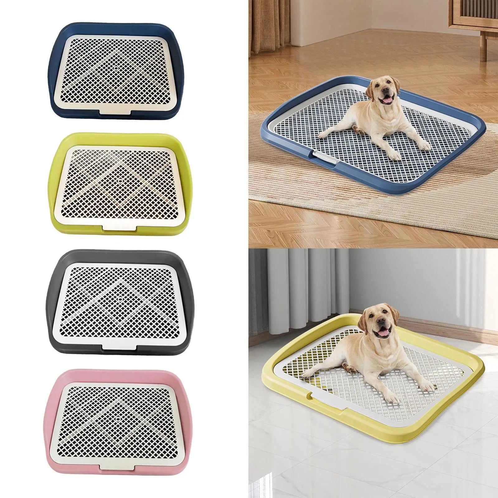 Dog Litter Box with Post - Indoor Potty Tray for Small Medium Dogs