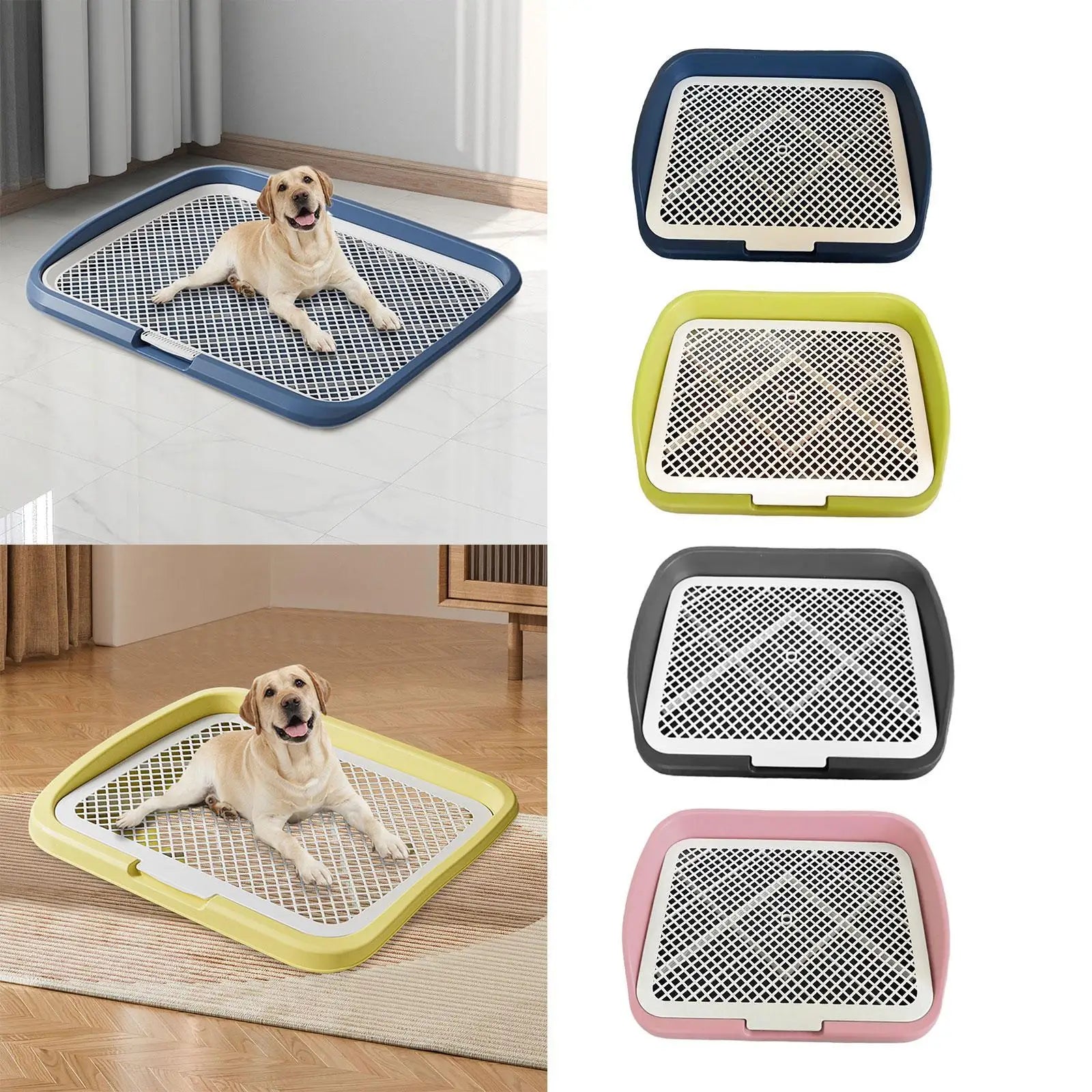 Dog Litter Box with Post - Indoor Potty Tray for Small Medium Dogs