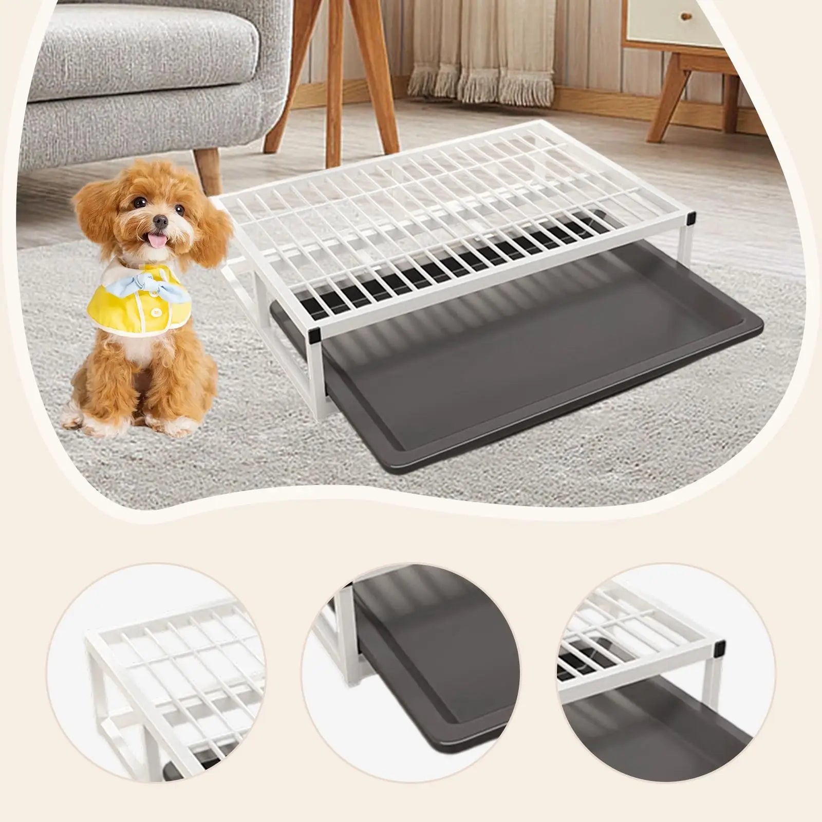 Dog Potty Tray with Pull-Out Drawer - Washable Indoor Training Toilet