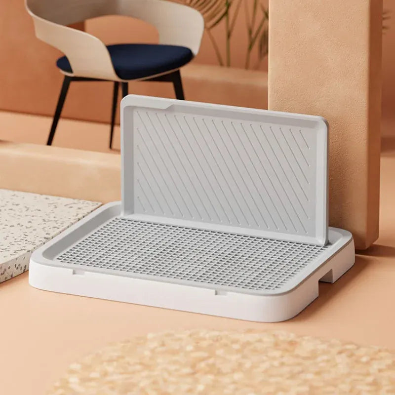 Dog Toilet with Baffle - Anti-Splash Potty Training Pan with Removable Net, Puppy Litter Box for Small Pets and Dogs