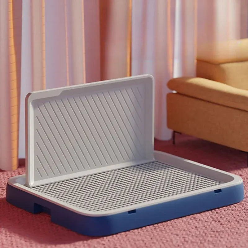 Dog Toilet with Baffle - Anti-Splash Potty Training Pan with Removable Net, Puppy Litter Box for Small Pets and Dogs