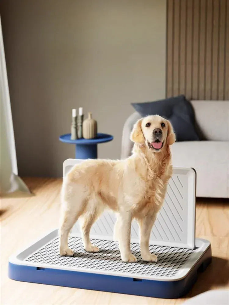 Dog Toilet with Baffle - Anti-Splash Potty Training Pan with Removable Net, Puppy Litter Box for Small Pets and Dogs