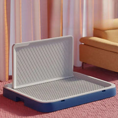 Dog Toilet with Baffle - Anti-Splash Potty Training Pan with Removable Net, Puppy Litter Box for Small Pets and Dogs