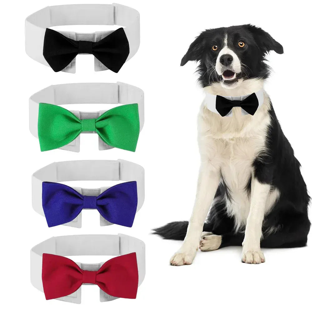 Dog Tuxedo Bow Tie - Adjustable Formal Collar for Weddings & Photos