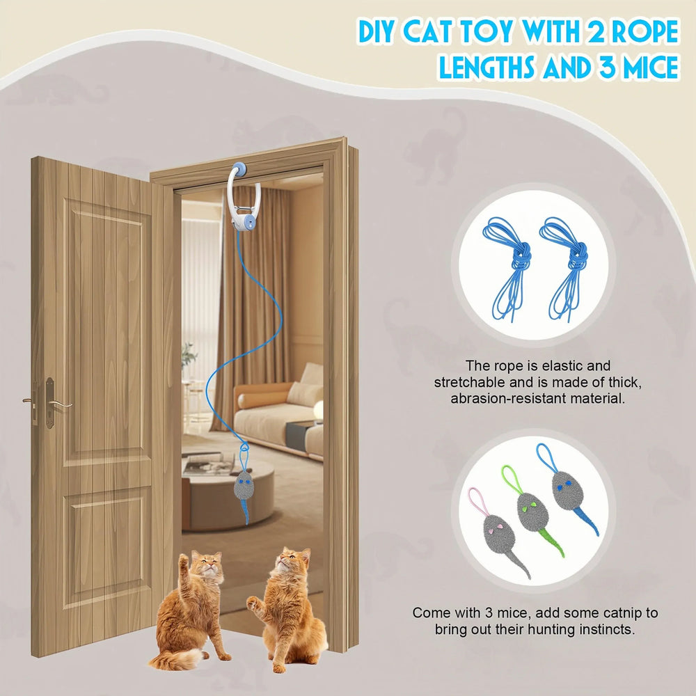 Door HanginDoor Hanging Auto-Rebound Cat Toy | Retractable Kitten Teaser with 3 Colorful Mice | Interactive Indoor Cat Exercise Toyg Auto-Rebound Cat Toy, Retractable Kitten Teaser with 3 Colorful Mice, Interactive Pet Play Toy for Indoor Cats