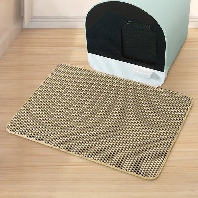Double Layer Cat Litter Mat - Waterproof Litter Trapping Pad with Honeycomb Design, Non-Slip Floor Protection for Cats & Small Dogs