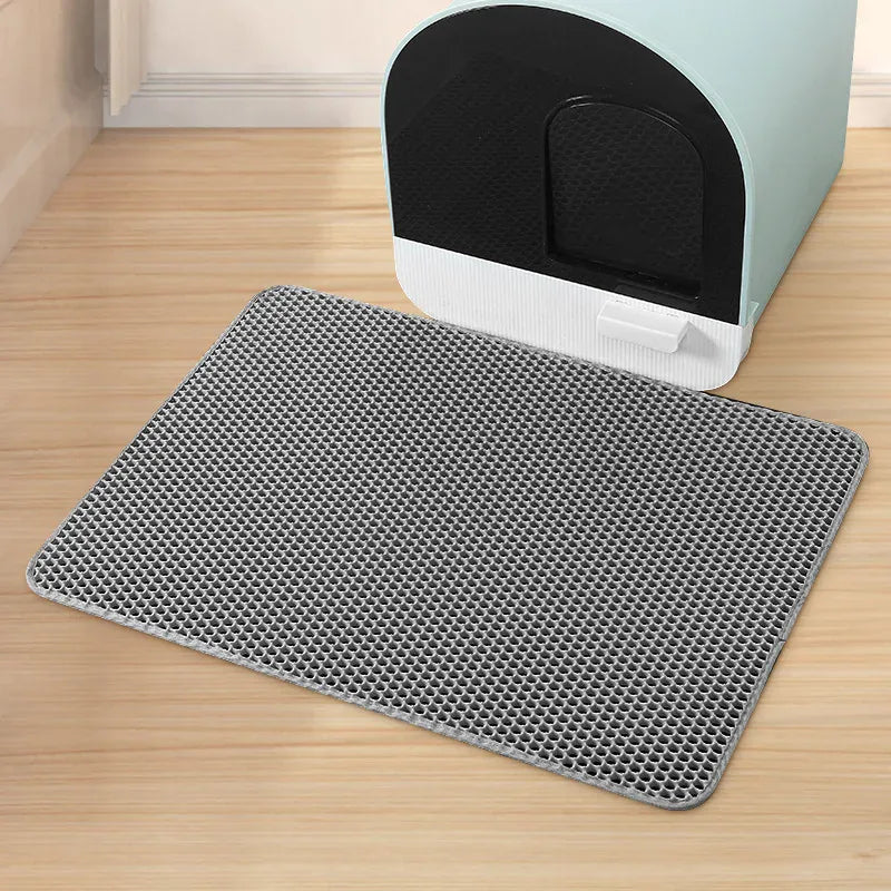 Double Layer Cat Litter Mat - Waterproof Litter Trapping Pad with Honeycomb Design, Non-Slip Floor Protection for Cats & Small Dogs