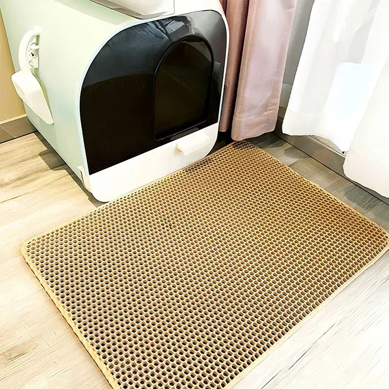 Double Layer Cat Litter Mat - Waterproof Litter Trapping Pad with Honeycomb Design, Non-Slip Floor Protection for Cats & Small Dogs