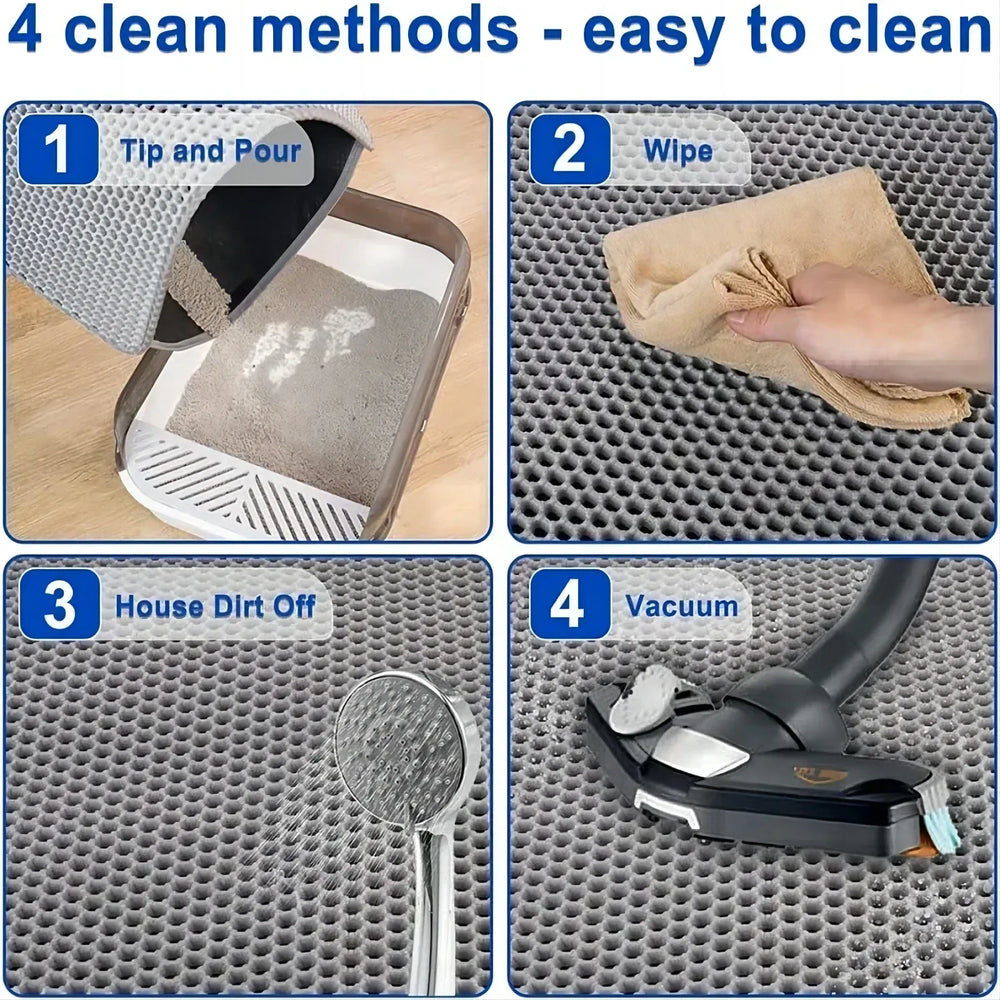 Double Layer Cat Litter Mat - Waterproof Litter Trapping Pad with Honeycomb Design, Non-Slip Floor Protection for Cats & Small Dogs