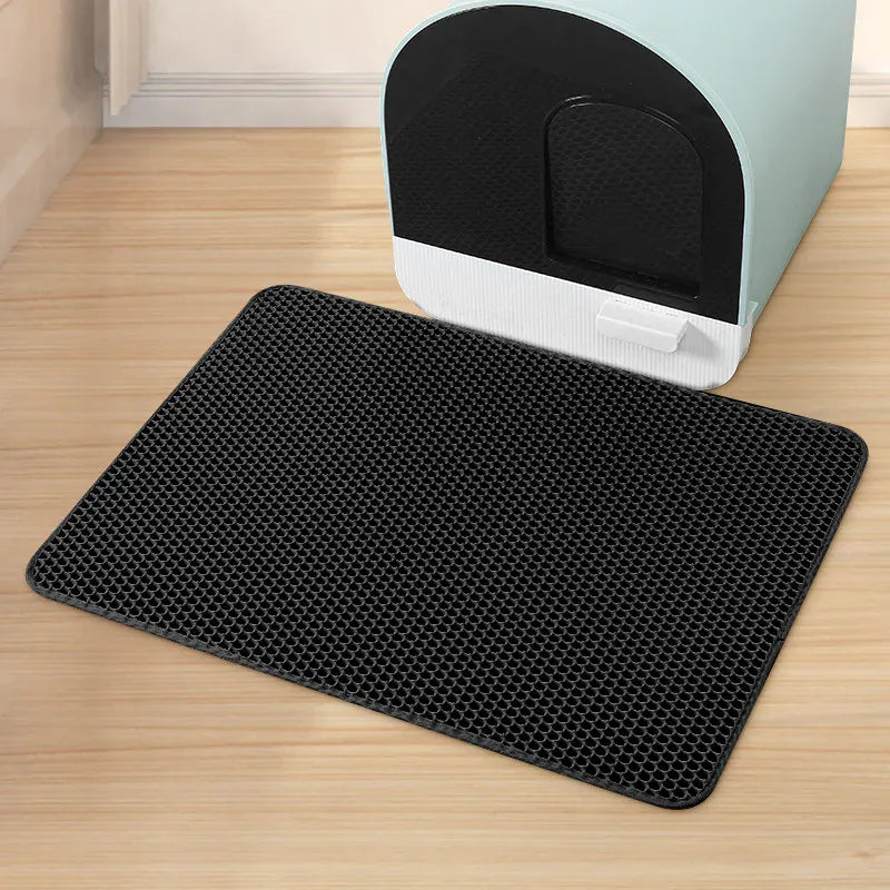 Double Layer Cat Litter Mat - Waterproof Litter Trapping Pad with Honeycomb Design, Non-Slip Floor Protection for Cats & Small Dogs