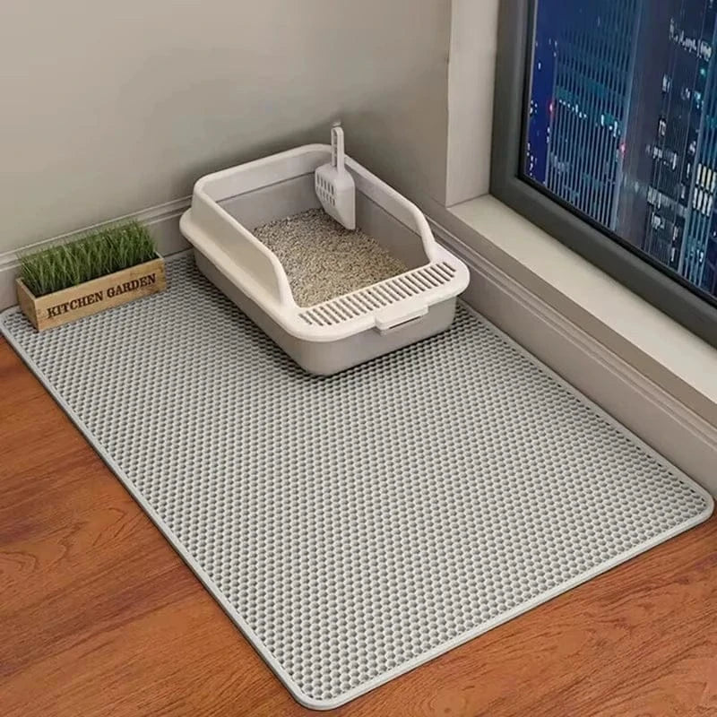 Double Layer Cat Litter Mat - Waterproof Washable Litter Trapper with Non-Slip Base