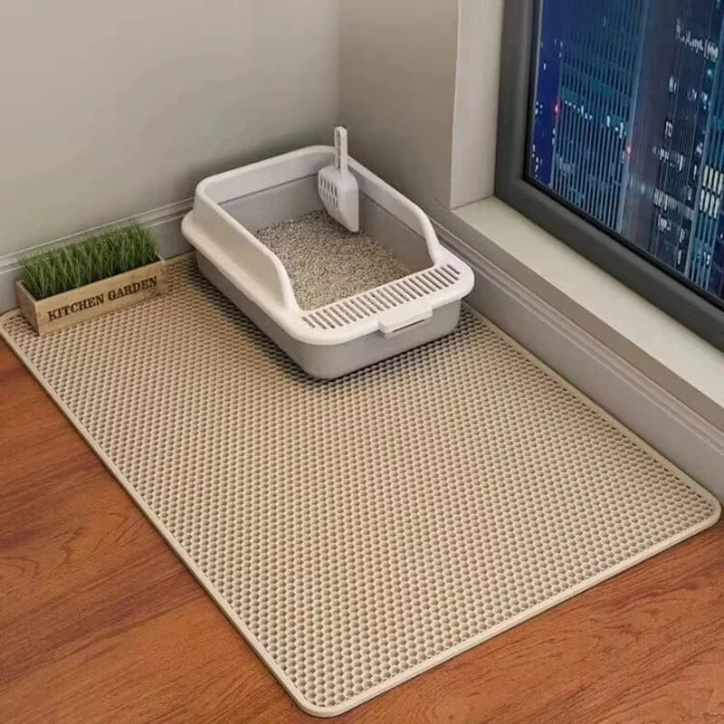 Double Layer Cat Litter Mat - Waterproof Washable Litter Trapper with Non-Slip Base