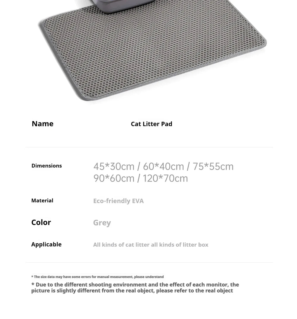 Double Layer Cat Litter Mat - Waterproof Washable Litter Trapper with Non-Slip Base