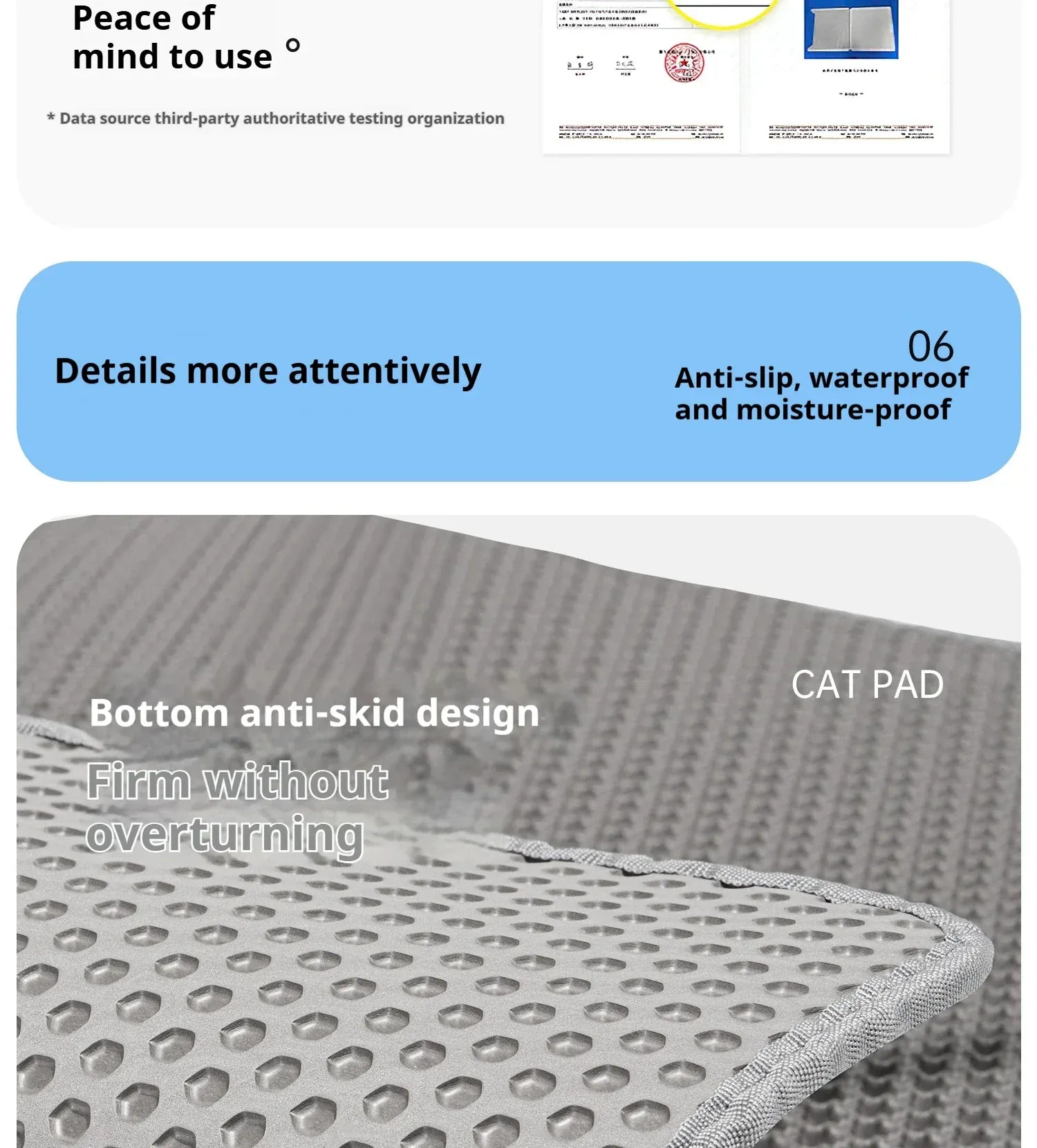 Double Layer Cat Litter Mat - Waterproof Washable Litter Trapper with Non-Slip Base