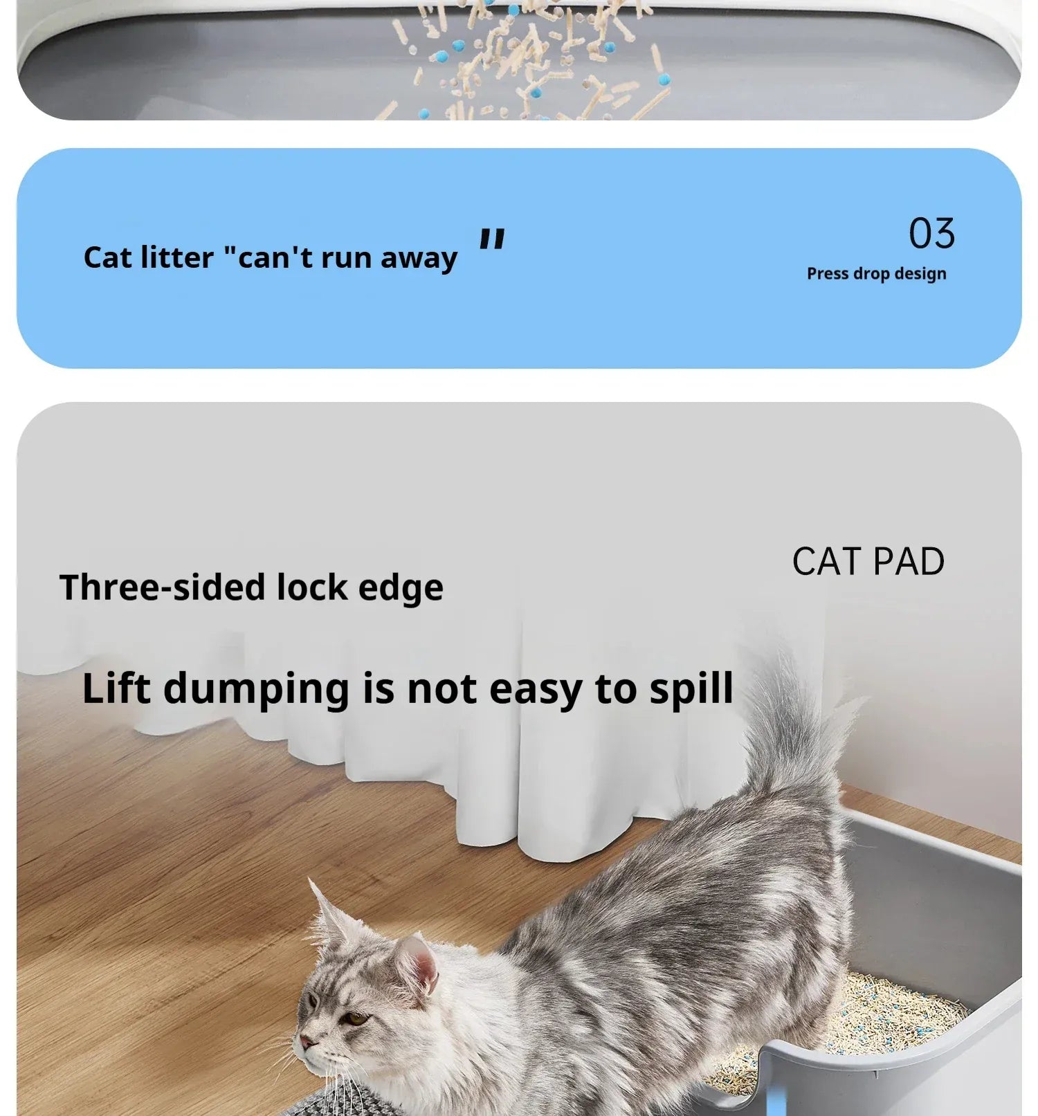 Double Layer Cat Litter Mat - Waterproof Washable Litter Trapper with Non-Slip Base