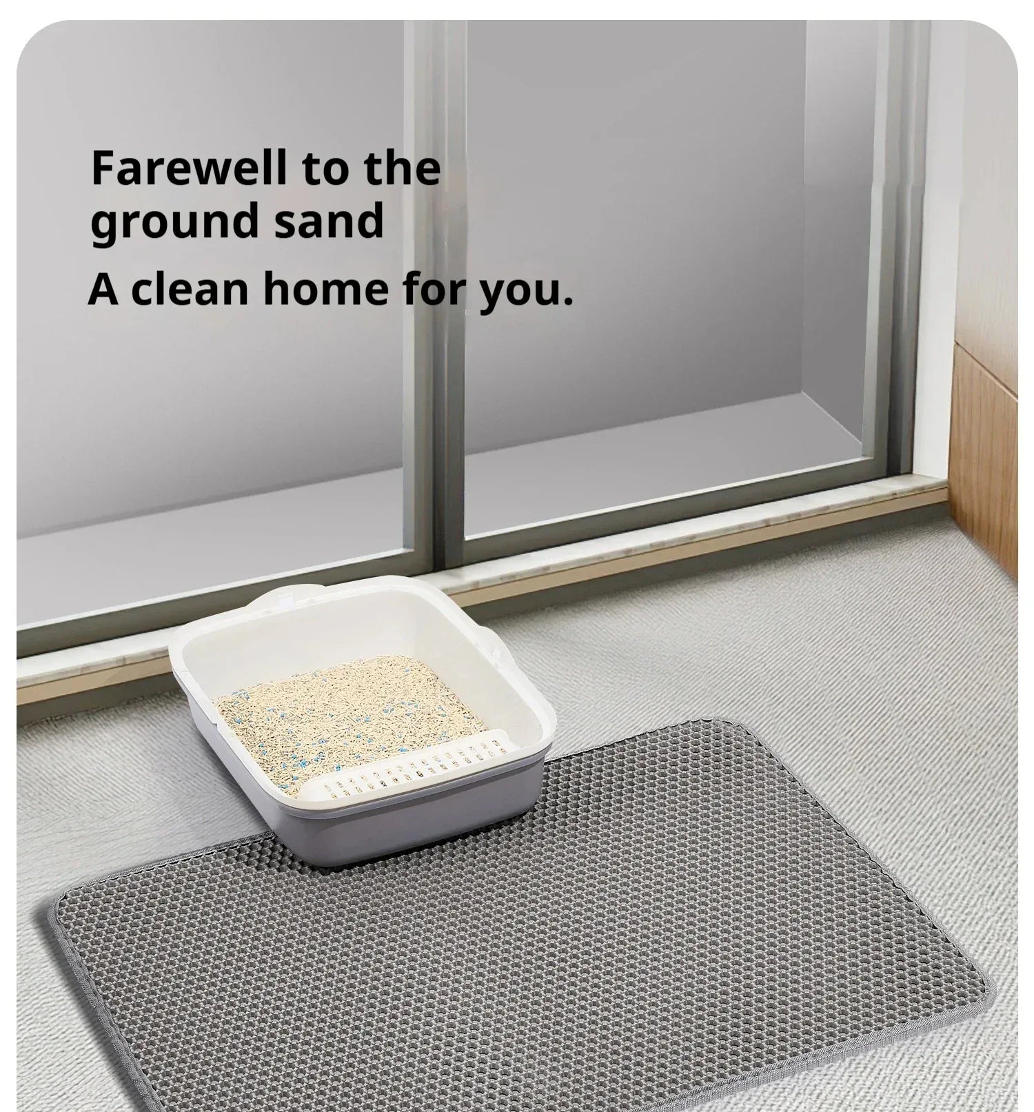 Double Layer Cat Litter Mat - Waterproof Washable Litter Trapper with Non-Slip Base