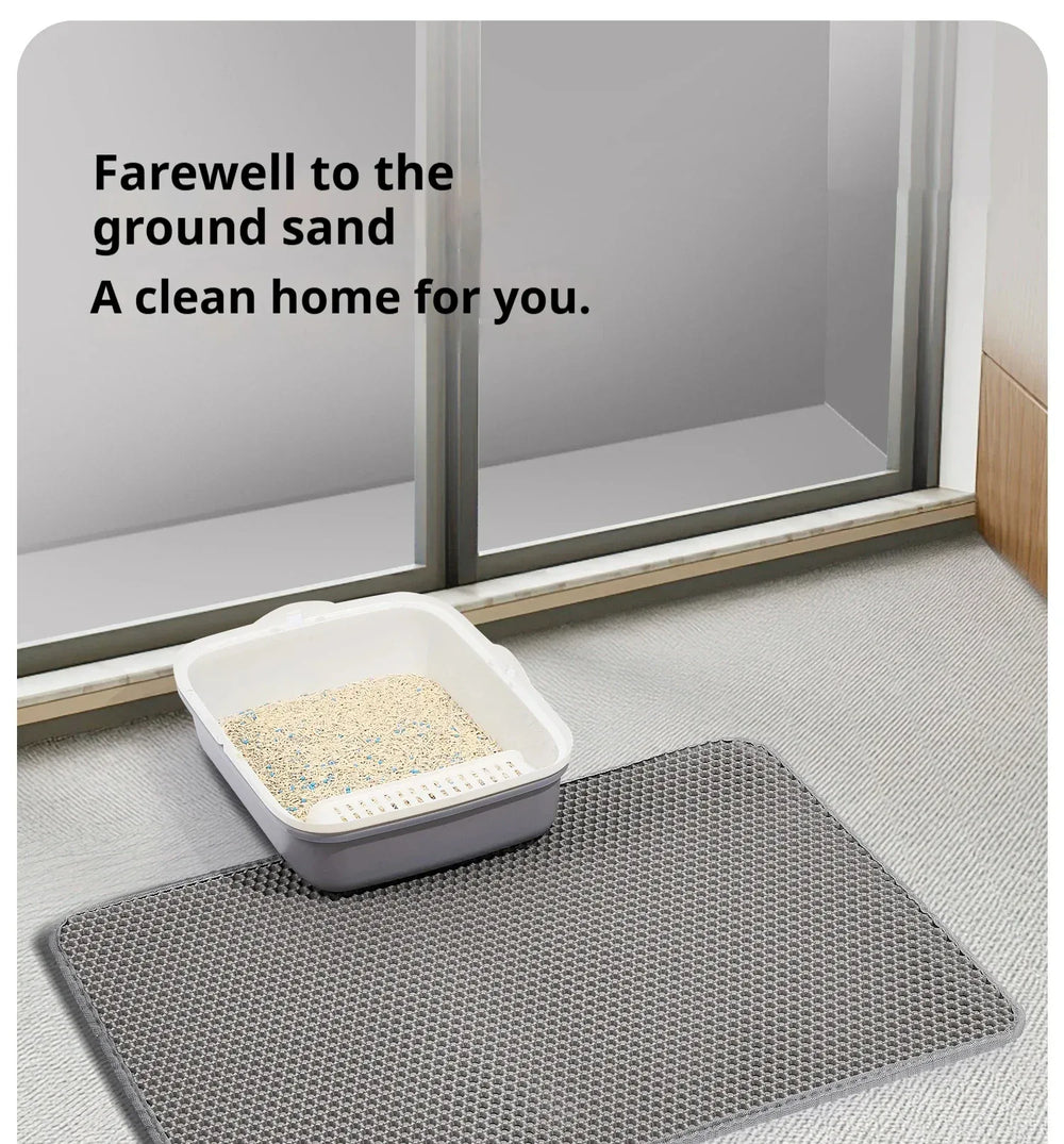 Double Layer Cat Litter Mat - Waterproof Washable Litter Trapper with Non-Slip Base