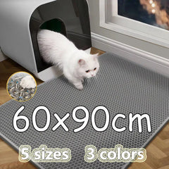 Double Layer Cat Litter Mat - Waterproof Washable Litter Trapper with Non-Slip Base