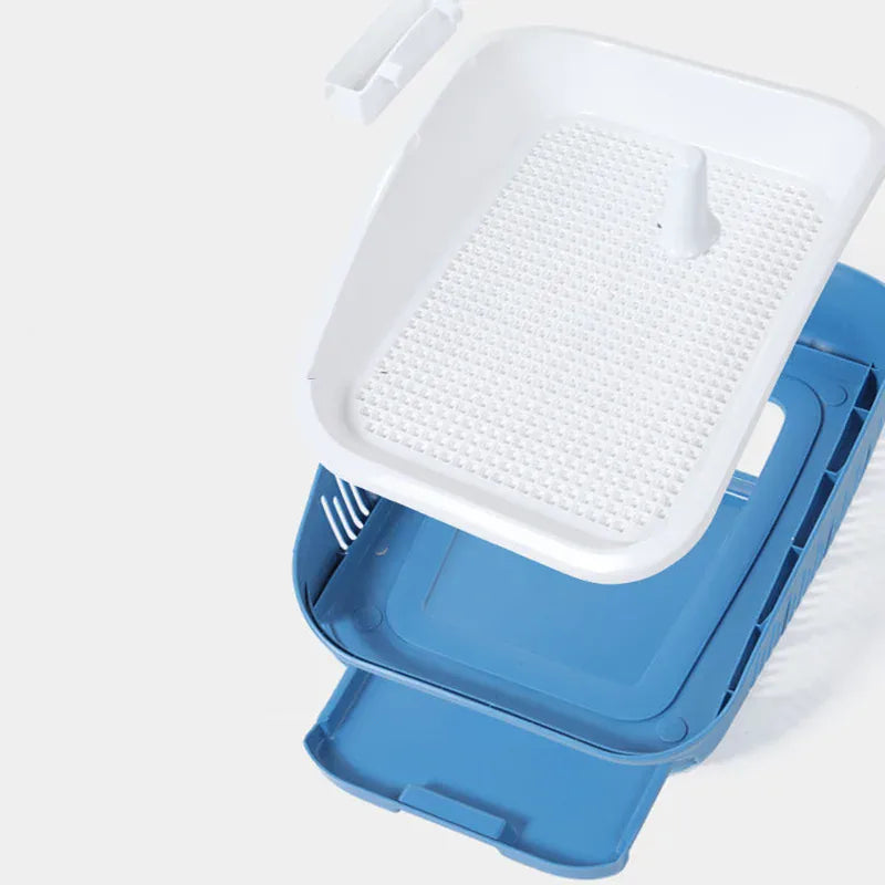 Double Layer Dog Toilet with Pee Post - Indoor Potty Training Tray for Dogs