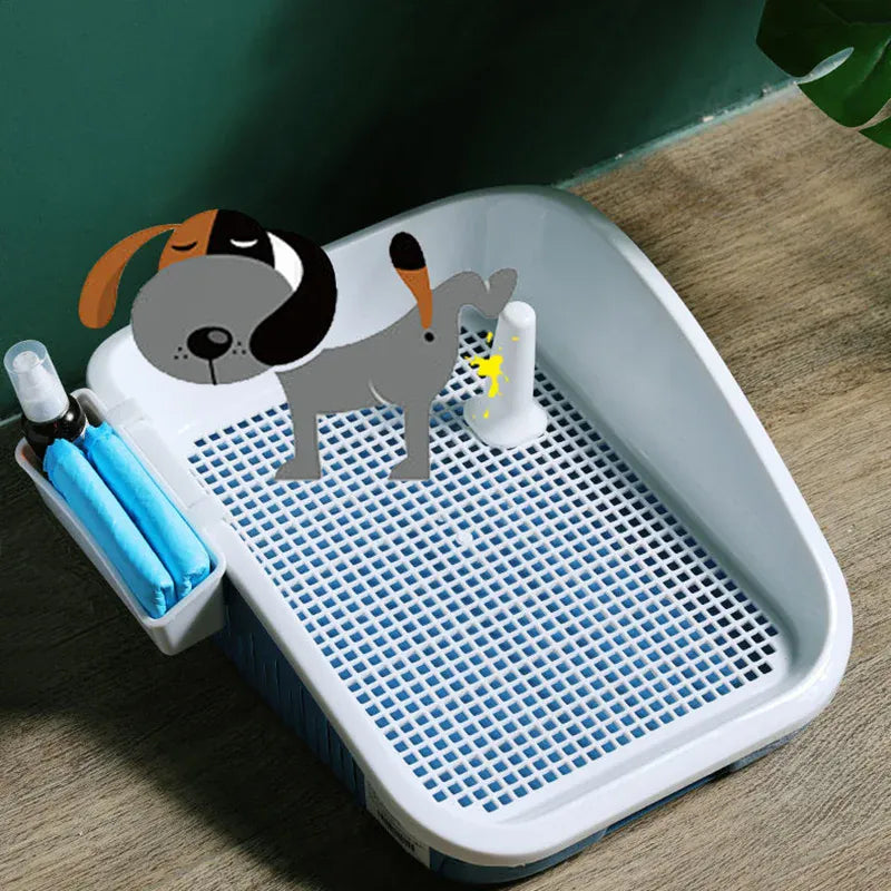 Double Layer Dog Toilet with Pee Post - Indoor Potty Training Tray for Dogs
