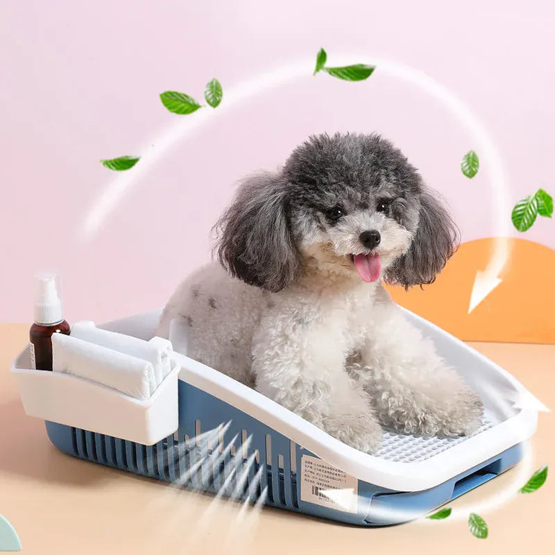 Double Layer Dog Toilet with Pee Post - Indoor Potty Training Tray for Dogs
