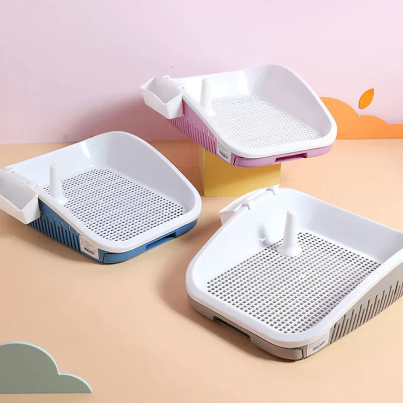 Double Layer Dog Toilet with Pee Post - Indoor Potty Training Tray for Dogs