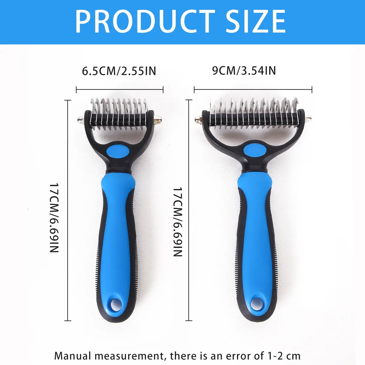 Double Sided Pet Grooming Brush - Stainless Steel Shedding & Dematting Undercoat Rake for Dogs and Cats