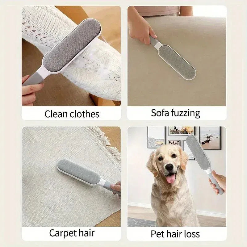 Double-Sided Pet Hair Remover Brush – Manual Lint Roller for Furniture, Car Seats & Clothing