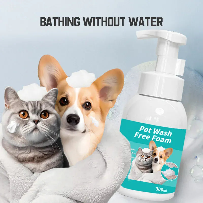 Dry Cleaning Foam for Dogs & Cats | Leave-In Body Wash for Pets | Decontamination & Unscented Fragrance Pet Grooming Foam