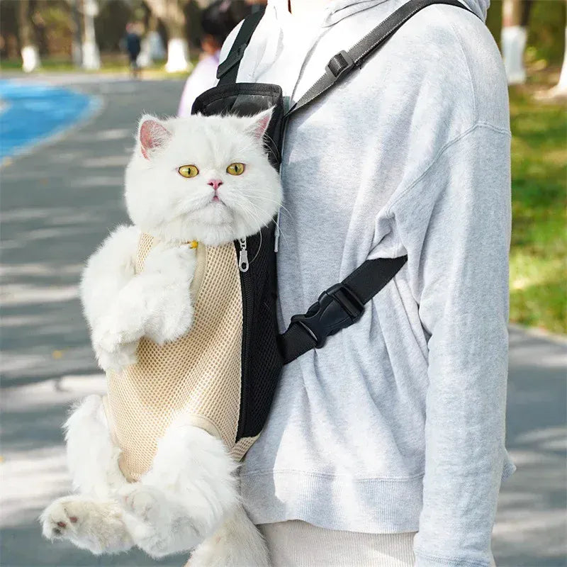 Dual Shoulder Pet Carrier Backpack - Portable Breathable Cat & Dog Travel Bag with Legs-Out Design, Multiple Size Options (S to XL)