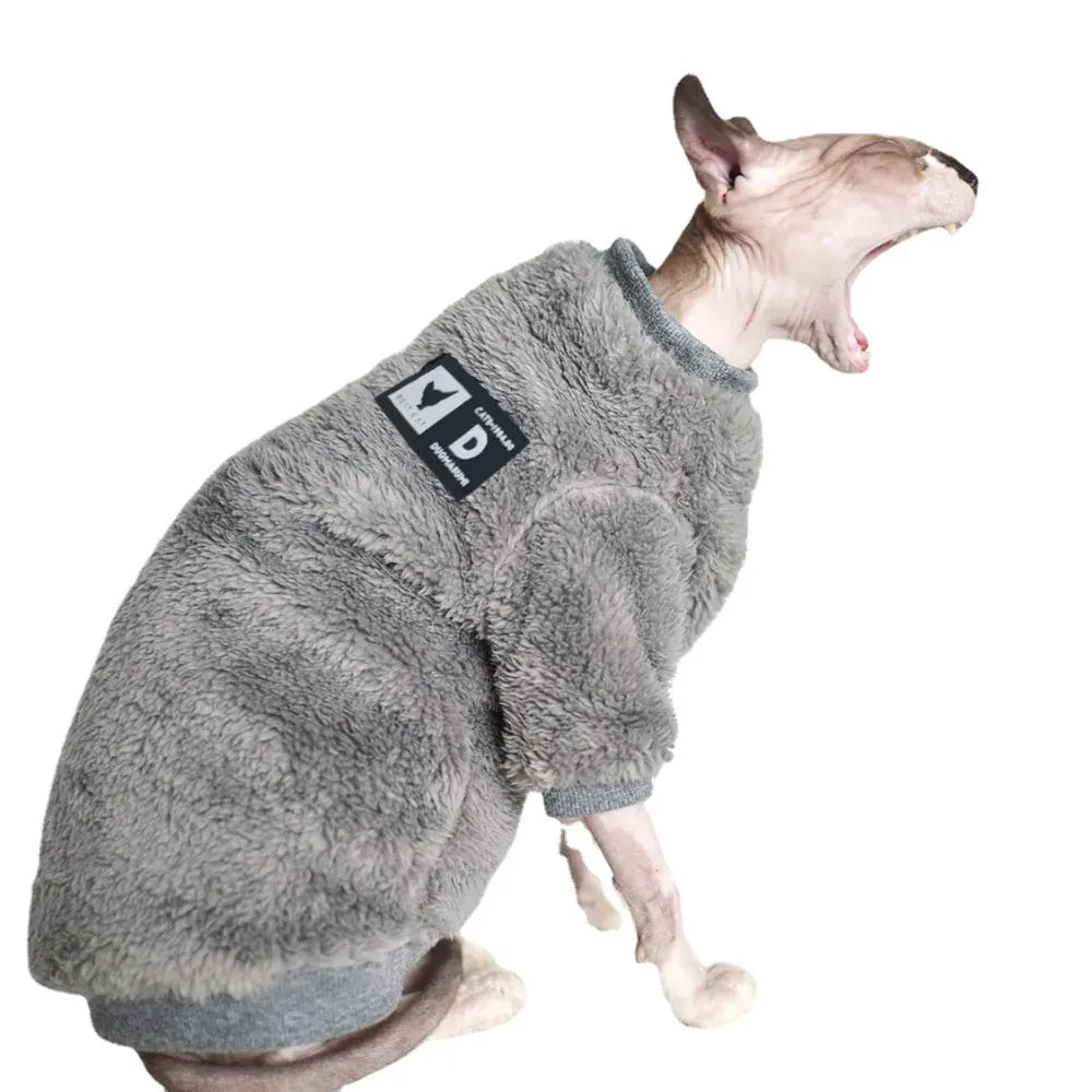 DUOMASUMI Soft Fluffy Double-sided Winter Jacket for Hairless & Sphynx Cats | Thickened Warm Cat Coat | Cozy Pet Outfit