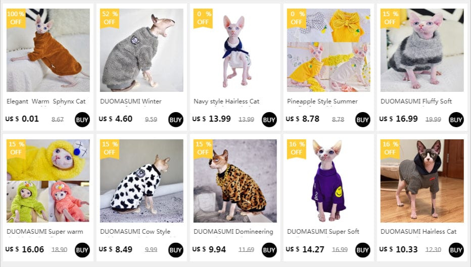 DUOMASUMI Soft Fluffy Double-sided Winter Jacket for Hairless & Sphynx Cats | Thickened Warm Cat Coat | Cozy Pet Outfit