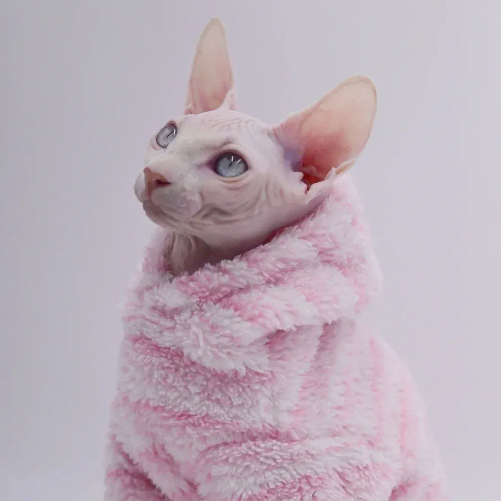 DUOMASUMI Soft Fluffy Double-sided Winter Jacket for Hairless & Sphynx Cats | Thickened Warm Cat Coat | Cozy Pet Outfit