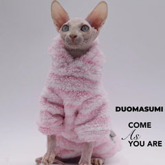 DUOMASUMI Soft Fluffy Double-sided Winter Jacket for Hairless & Sphynx Cats | Thickened Warm Cat Coat | Cozy Pet Outfit