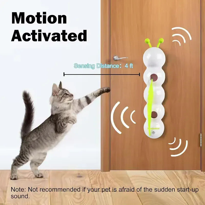 Electric Caterpillar Cat Toy | Motion-Activated Smart Sensor | Self-Running Feather Tail Toy for Indoor Cats | Boredom Relief Pet Toy